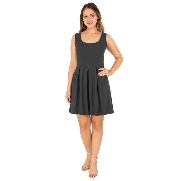 24Seven Comfort Apparel Women's Sleeveless Skater Dress Black Size S Fit & Flare - Picture 1 of 5